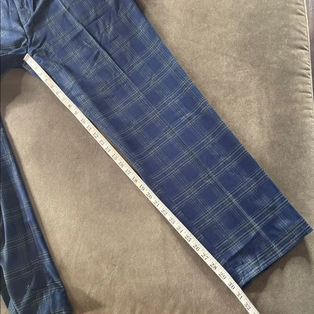 Men’s Blue Plaid 3 Piece Double Breasted Suit Peak Lapel 44 Jacket 40 Pants NEW